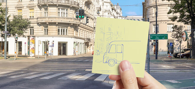 Gezeichneter Bus auf einem Post-It | FSW
